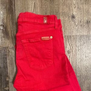7 for all Man Kind hot pink skinny ankle jean